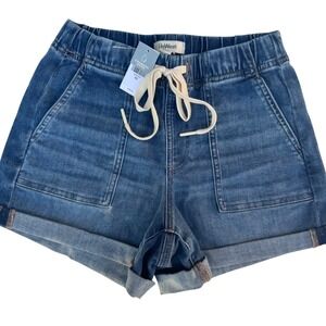 UpWest Jean Shorts Women XXS Blue NWT Elastic Drawstring Cuffed Denim 46664020